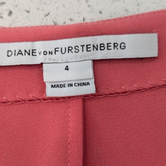 Diane Von Furstenberg Rose Pink Shift Mini Dress Scoop Neck 3/4 Sleeve Pockets 4 - Picture 7 of 11